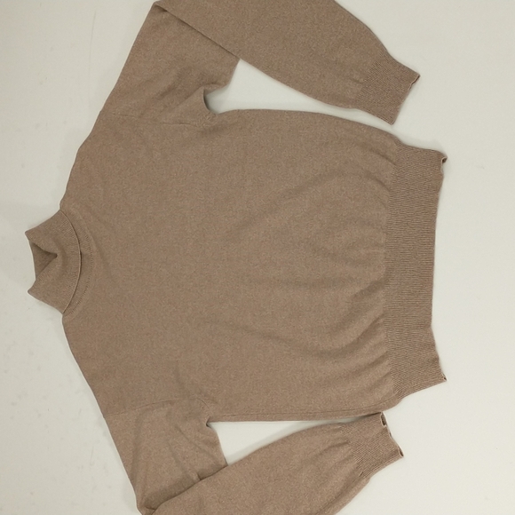 Soft Cashmere Turtleneck Neutral Beige Heather Natural Tan Quality Mid Thickness - Picture 8 of 11